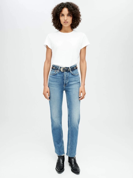 Re/Done Denim - Re/Done Comfort Stretch High Rise Stove Pipe Jean Mid 70s Wash Size 28
